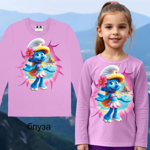 Блуза тънка Смърфиета във виолетово