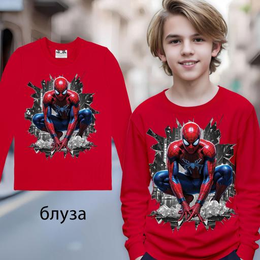 Блуза тънка Спайдърмен в червено