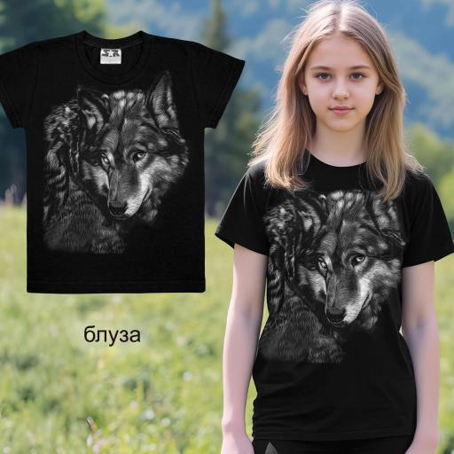 Блуза с къс ръкав вълк 2 в тъмносиньо