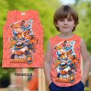 Детска тениска без ръкав в цвят праскова с героите от Clash Royale, подходяща за момче, изработена от памук с еластичност