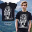 Тениска с тигър в тъмносиво