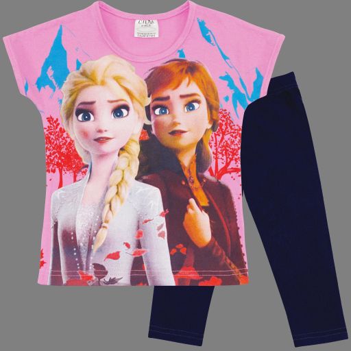 Комплект Frozen с розова блуза и тъмносини клинчета