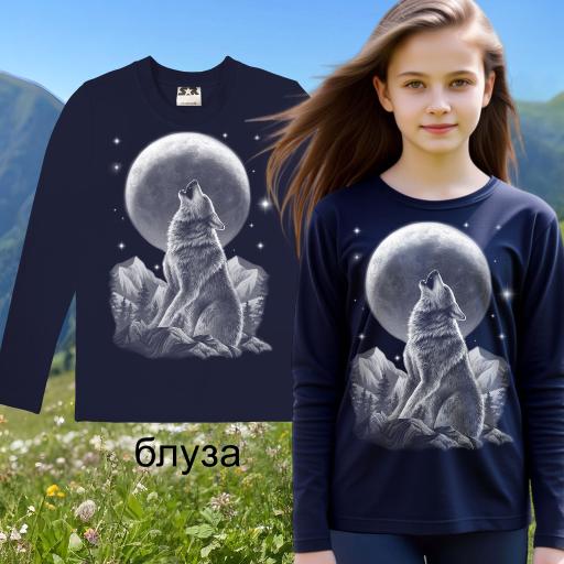 Блуза тънка вълк в тъмносиньо 1