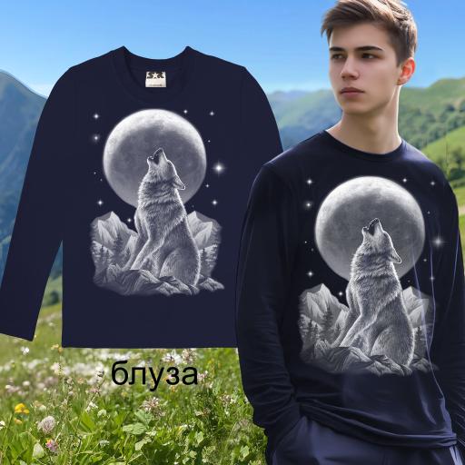 Блуза тънка вълк 1 в черно