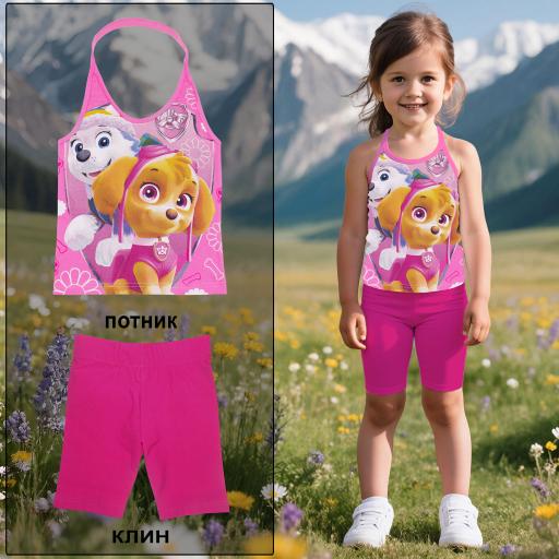 Комплект с потник Paw Patrol и циклама клин със Скай и Еверест