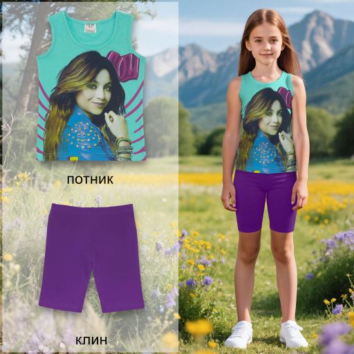 Летен комплект Сой Луна с ментов потник и виолетов клин