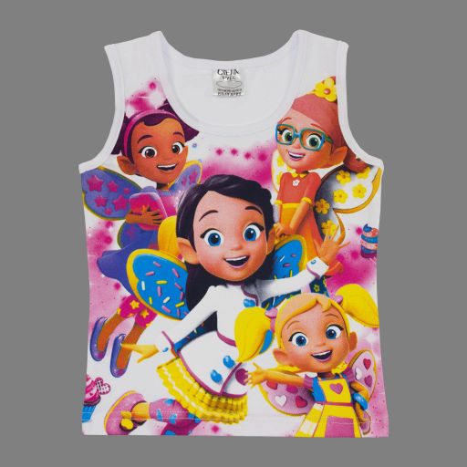 Масленка и приятелки върху снежнобял детски потник