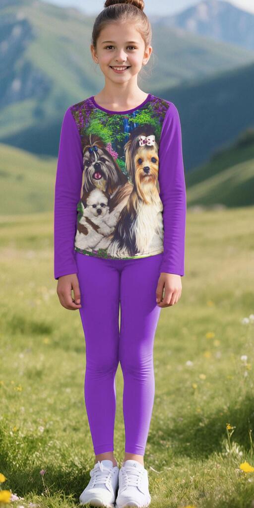 Комплект тънък 2 части (б/к) с Йоркширски териер (диг. печат)