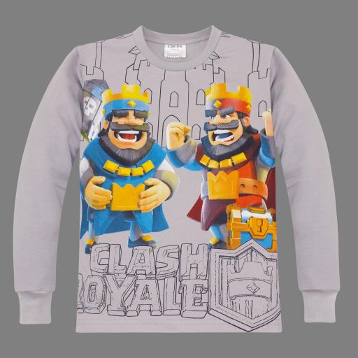 Блуза плътна Clash Royale в сиво