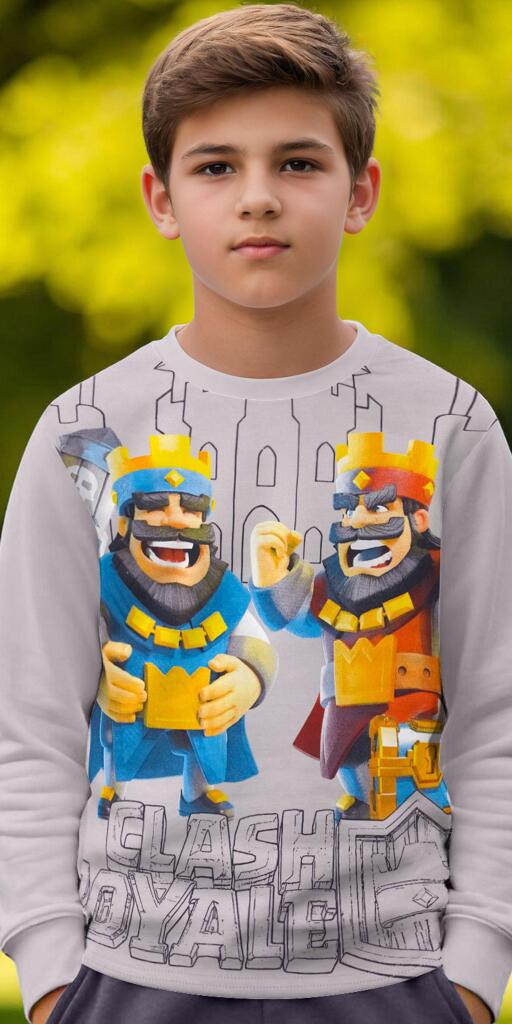 Блуза плътна Clash Royale в сиво