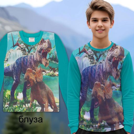 Блуза тънка с Динозаври (диг. печат)