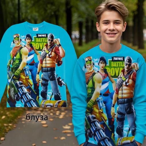 Блуза плътна Фортнайт наситеносиньо