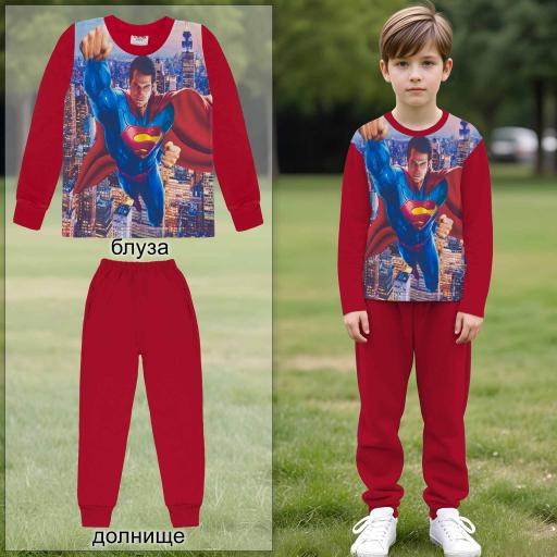 Комплект 2 части (б/д) Супермен в червено (диг. печат)