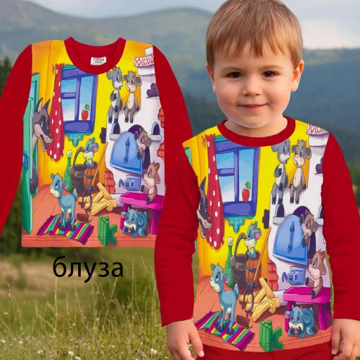 Блуза тънка Вълкът и седемте козлета (диг. печат)