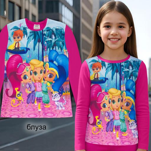 Блуза тънка Искрица и Сияйница в циклама (диг. печат)