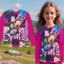 Блуза тънка Мини Маус 2 в циклама (диг. печат)