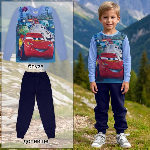 Комплект 2 части (б/д) Маккуин в светлосиньо (диг.печат)