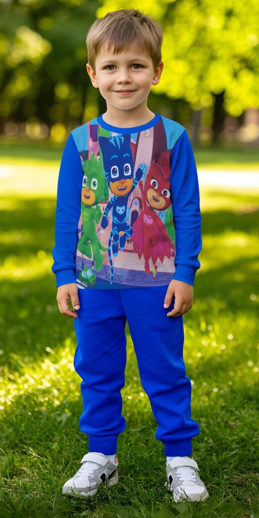 Комплект тънък 2 части (б/д) PJ Masks в мастиленосиньо (диг. печат)