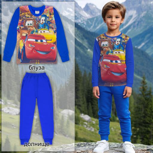 Комплект тънък 2 части (б/д) Маккуин 2 в индиго (диг. печат)