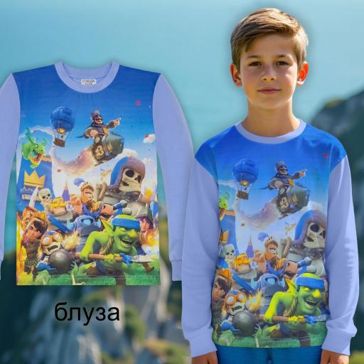 Блуза тънка Клаш Роял в синьо (диг. печат)