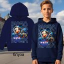 „Детски тъмносин суичър с качулка и Мики Космонавт NASA“