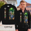 „Черeн Minecraft суичър с цип и герои от играта“