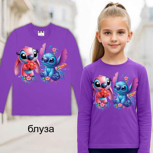 Блуза тънка със Стич в виолетово