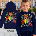 „Детски тъмносин суичър Sprunki с цветен принт“