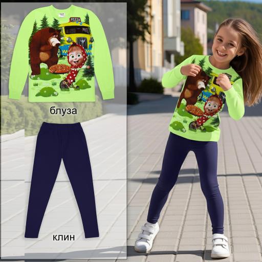 Комплект 2 части (б/к) Маша и Мечока в резеда