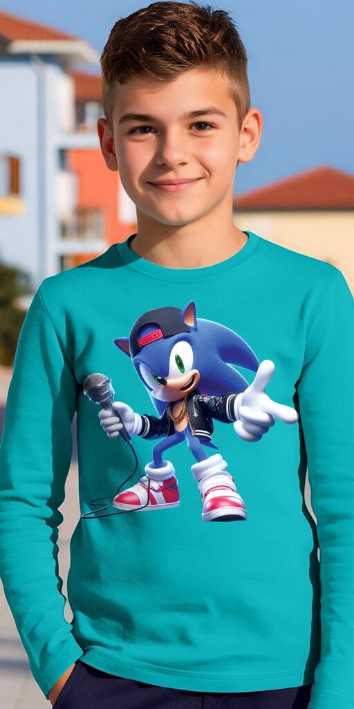 „Модна блуза в тюркоазено със Sonic дизайн“