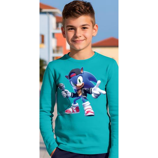 „Модна блуза в тюркоазено със Sonic дизайн“