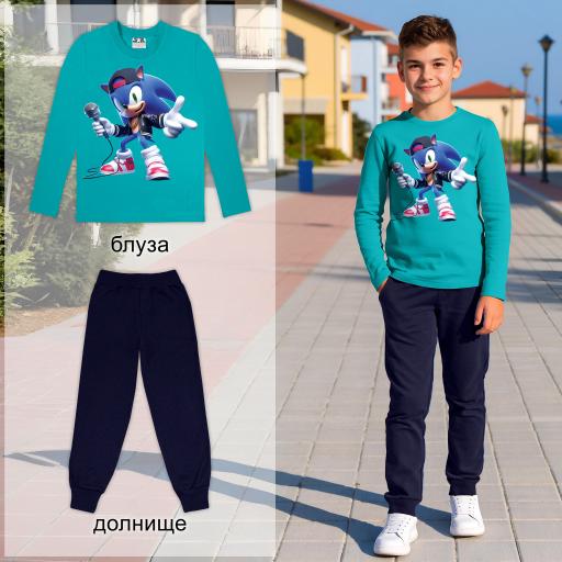 „Сет за момче – блуза със Sonic и тъмно долнище“