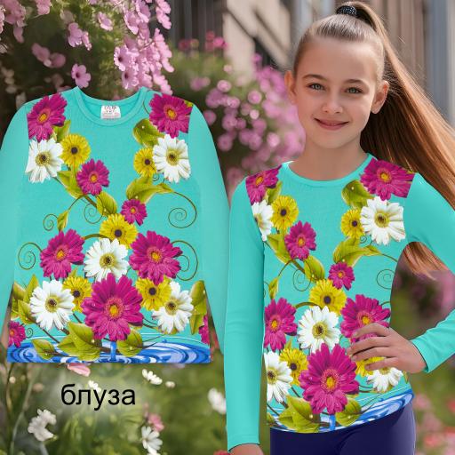 Блуза тънка Цветя в мента