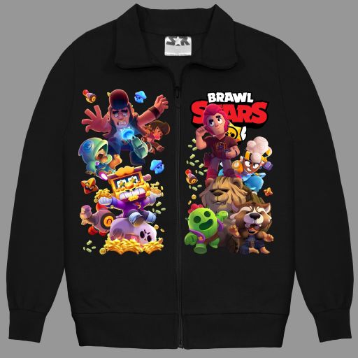 „Детски черен суичър с Brawl Stars принт отпред“