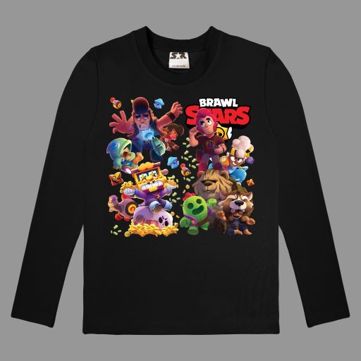 „Черна блуза с принт на Brawl Stars герои“
