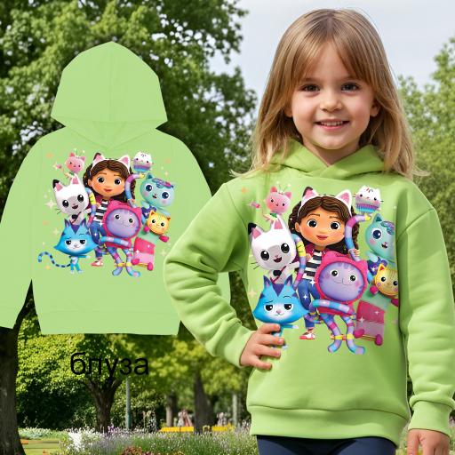 Ментова блуза с героите от Gabby’s Dollhouse.