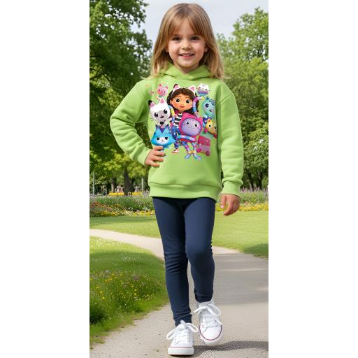 Ментова детска блуза с Gabby’s Dollhouse и едноцветен клин