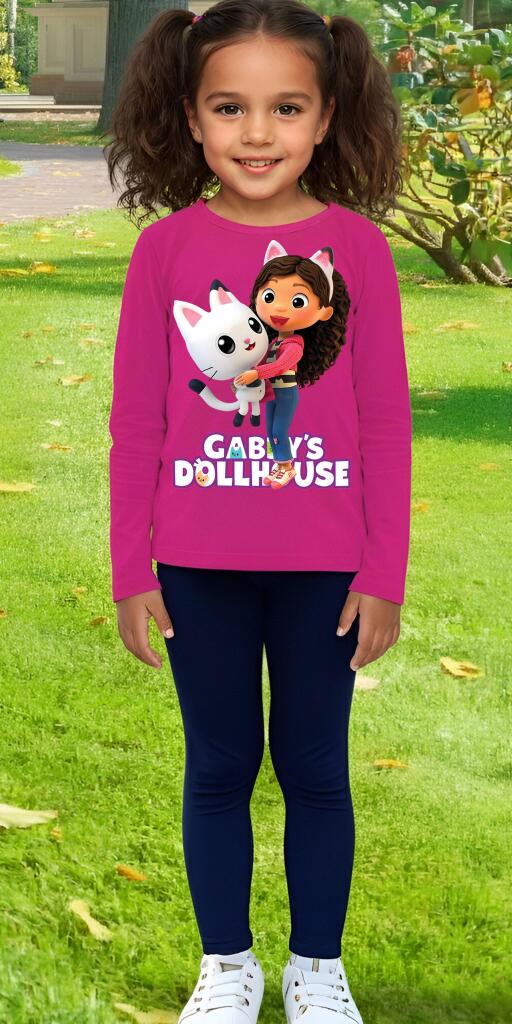 Детски комплект Gabby’s Dollhouse – цикламена блуза и клин.
