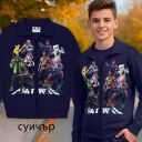 Детски суичър Fortnite с цип в тъмносиньо
