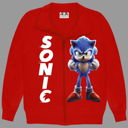 Детски суичър мастиленосин със щампа Супер Соник.