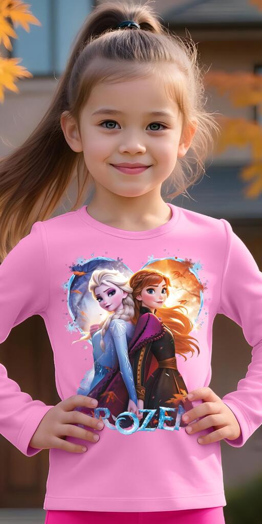Детска розова блуза Frozen Sisters Magic – DTF печат
