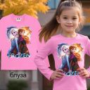 Детска блуза Frozen в розово с принцесите Елза и Анна