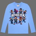 Roblox блуза със син фон и цветен принт
