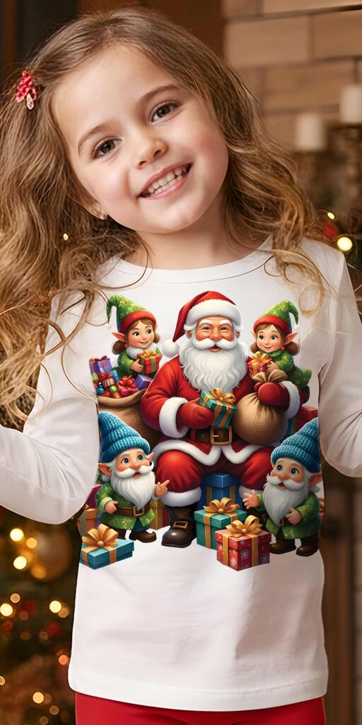 Блуза тънка Подаръци от Дядо Коледа в бяло