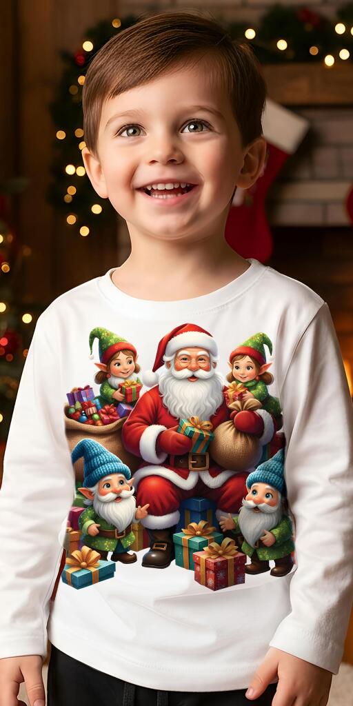 Блуза тънка Подаръци от Дядо Коледа в бяло