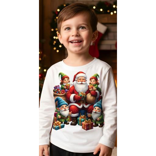 Блуза тънка Подаръци от Дядо Коледа в бяло