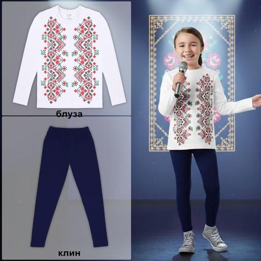 Комплект 2 части (б/к) с фолклорни мотиви в бяло 2