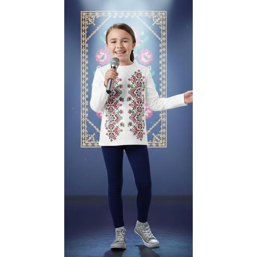 Комплект 2 части (б/к) с фолклорни мотиви в бяло 2