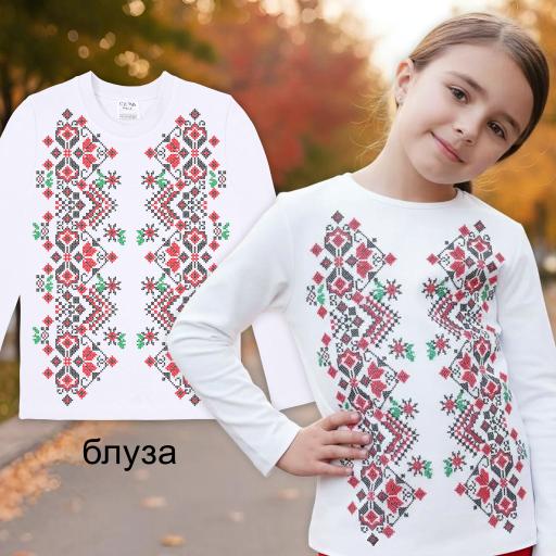 Блуза тънка с фолклорни български мотиви в бяло 2