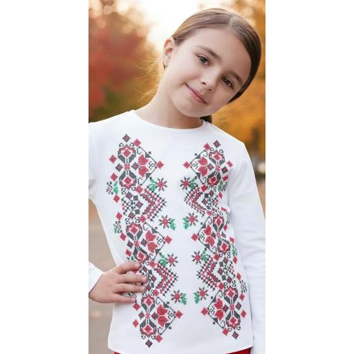 Блуза тънка с фолклорни български мотиви в бяло 2